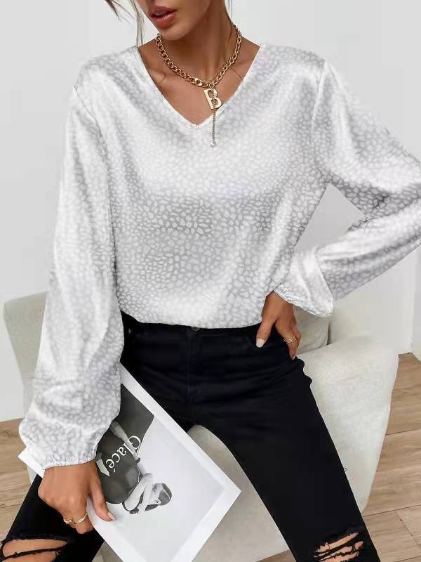 Femme Elegante V-Udskæring Bluse med Ballonærmer Stilla