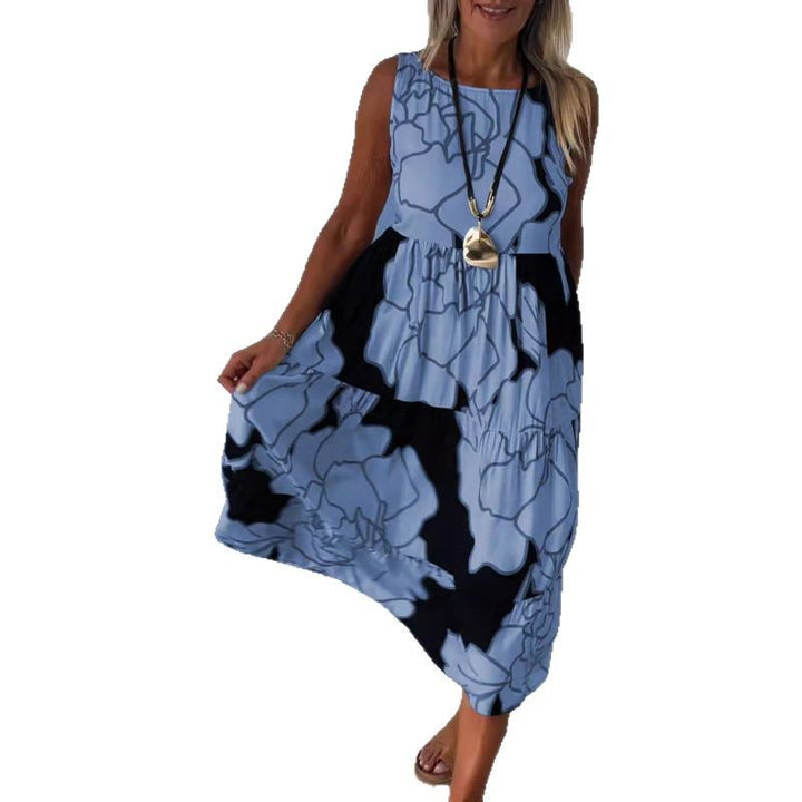 Dame Maxikjole med floral design og asymmetrisk kant Stilla