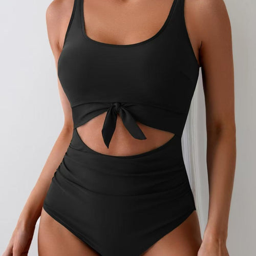 Dame bikini-sæt med høj talje og moderne knude-detalje Skovae