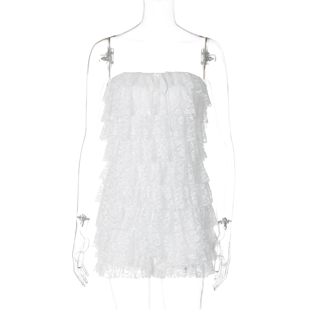Dame ruffle shorts med legende design og bindebælte Stilla