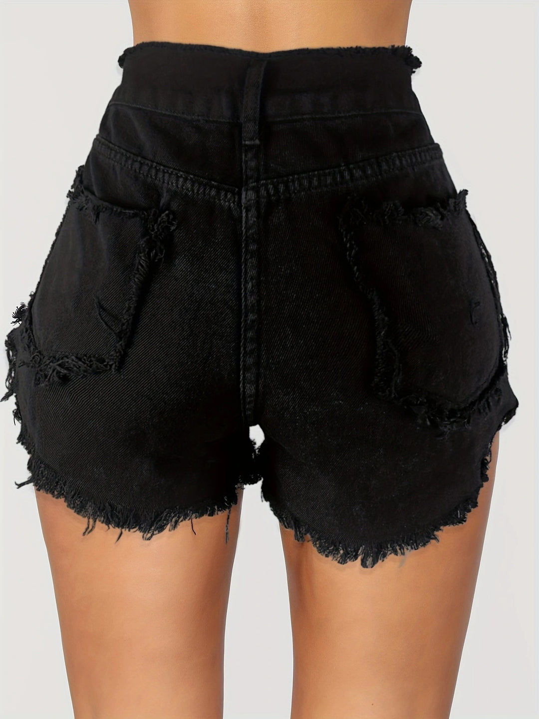 Dame mode Destroyed Shorts med sidelæns stropper og frynset kant Stilla