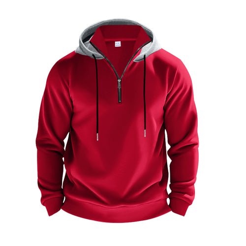 Herrer hoodie med halvdelt lynlås og kontrasterende indermateriale Stilla