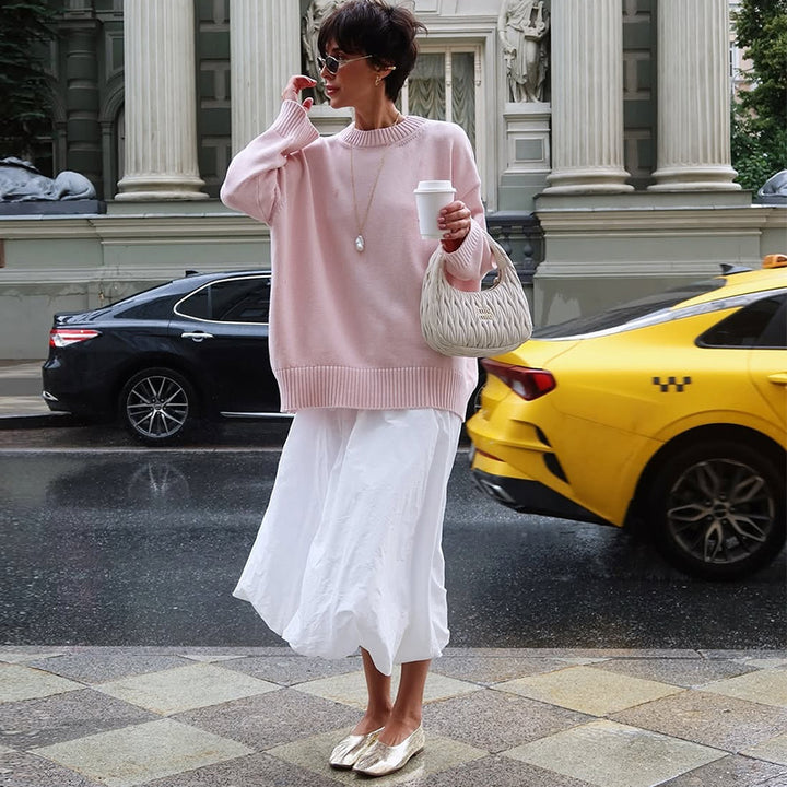 Damer Casual Oversized Pullover med Rundhals og afslappet pasform Stilla