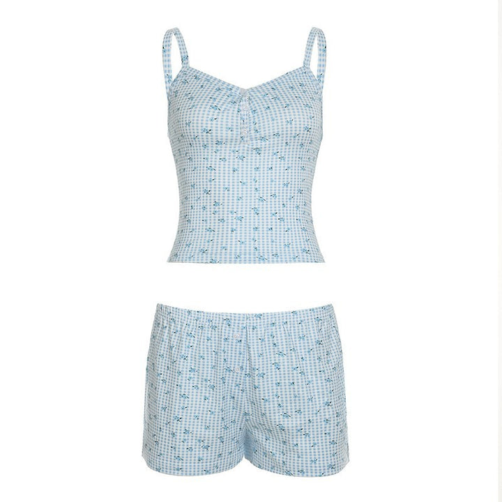 Dame lette pyjamasæt med charmerende blomstertryk og justerbare stropper Skovae