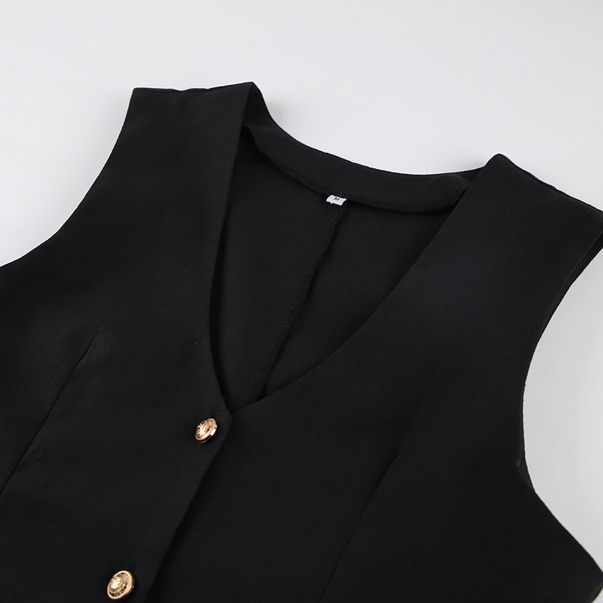 Damer To-delt sæt med ærmeløs blazer og bredt skårede bukser Stilla