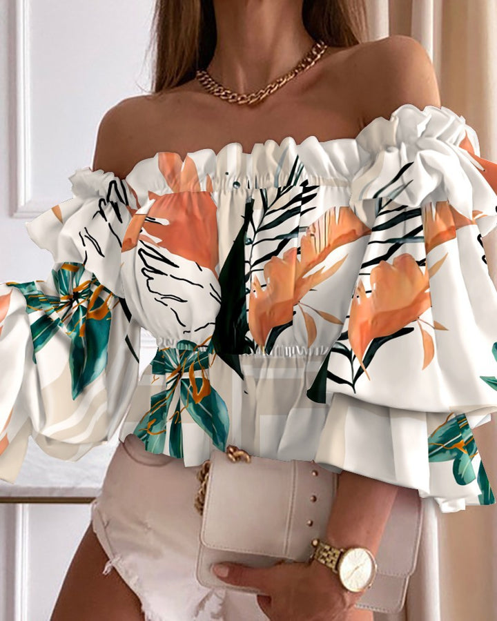 Kvinder Off-Shoulder Blomster Peplum Top Stilla