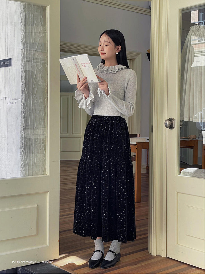 Dame elegant strik top med flæsedetaljer og smal pasform Stilla