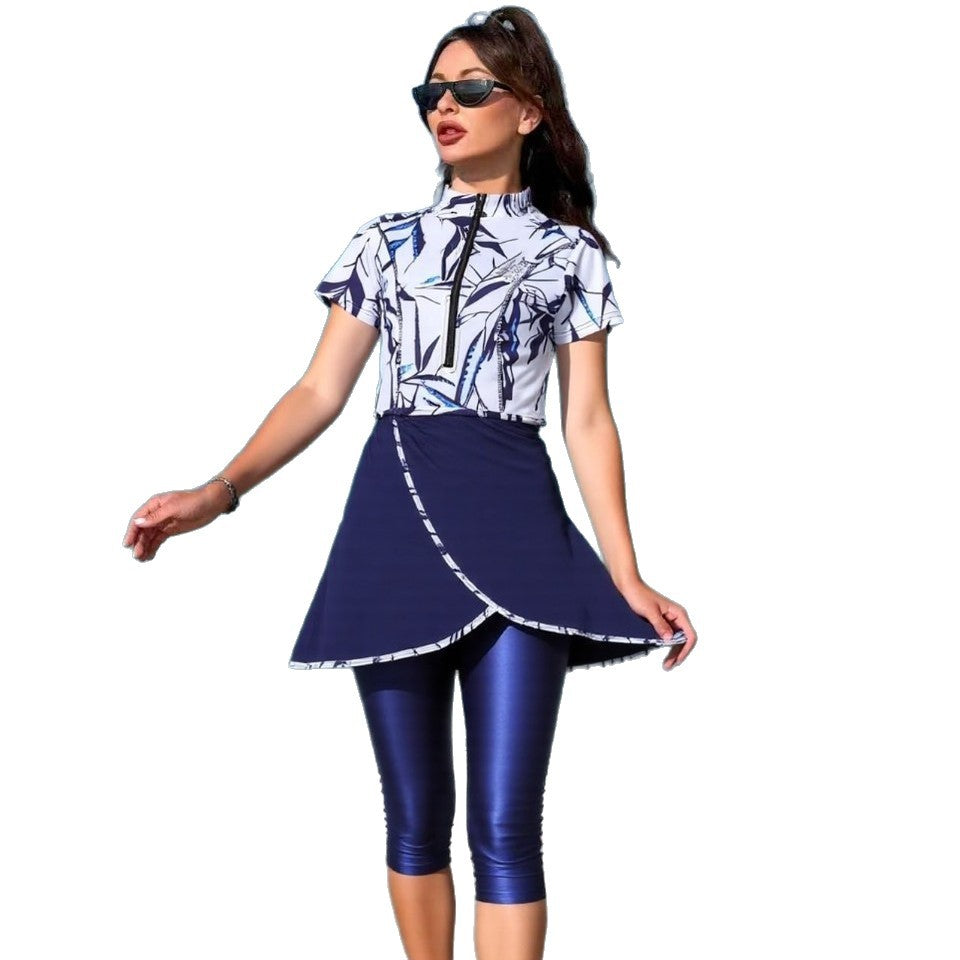 Dame sporty sæt med lang top og figurvenlige leggings Skovae
