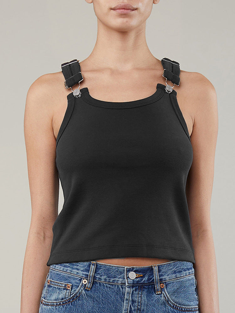 Femme justerbare stropper Crop Top Stilla