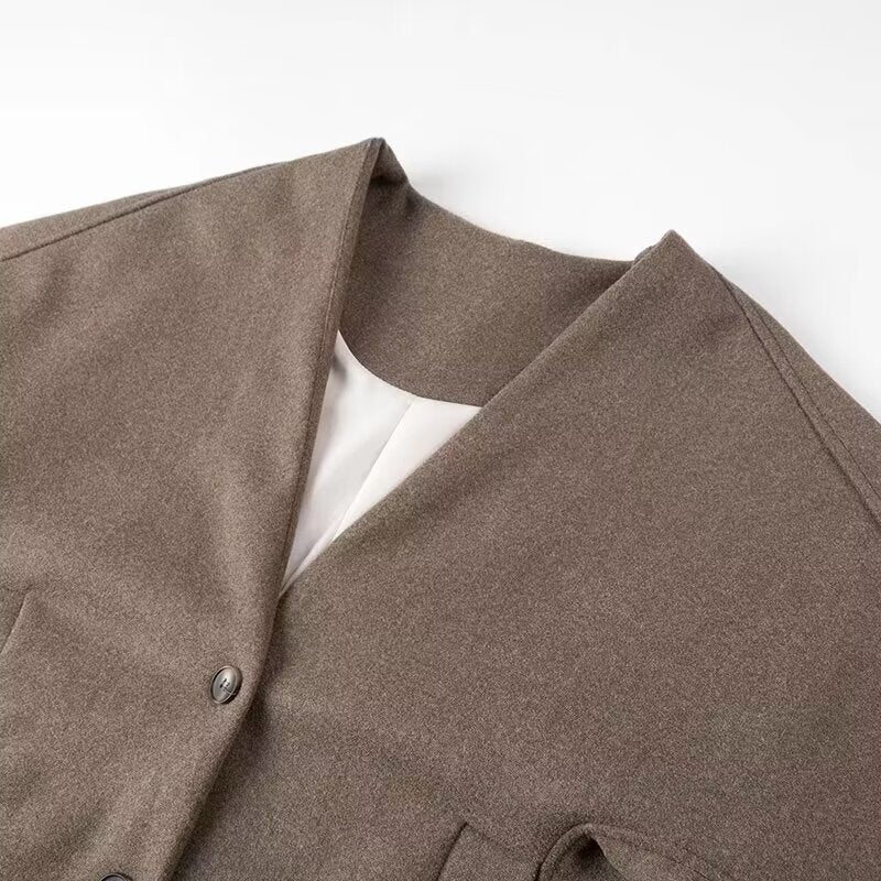Dame Plus Size Blazer Jakke i Minimalistisk Design Stilla