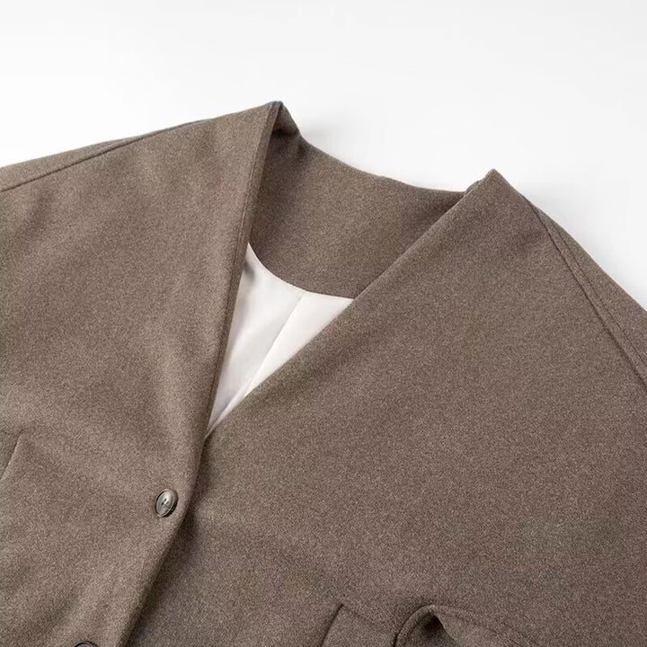 Dame Plus Size Blazer Jakke i Minimalistisk Design Stilla