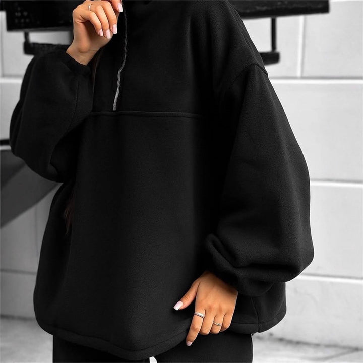 Kvinders oversized fleece jumpsuit med høj krave og lynlås Skovae