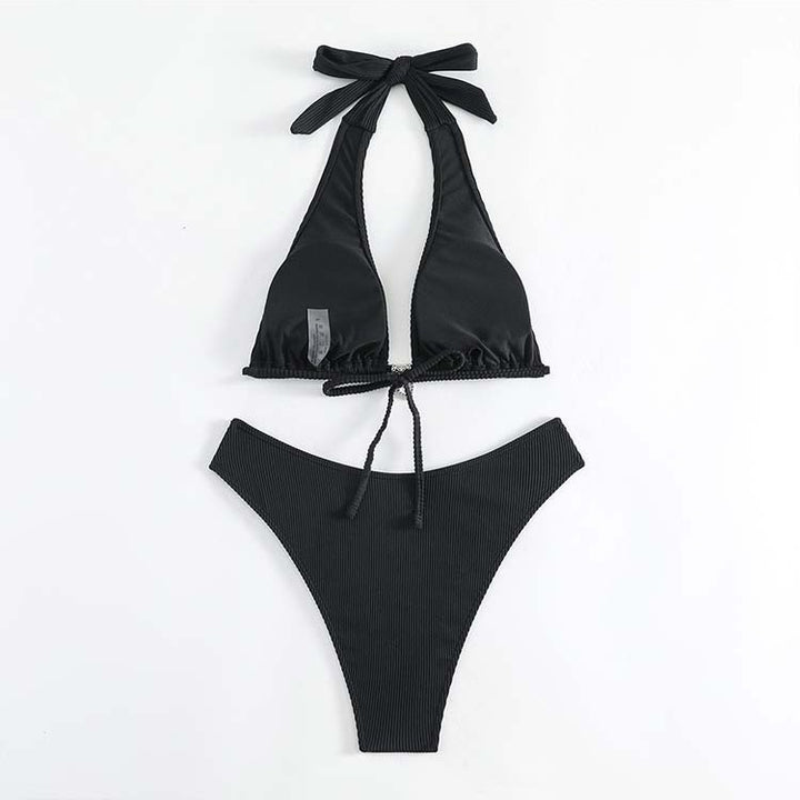 Dame Rib Halterneck-Bikini-Sæt Stilla