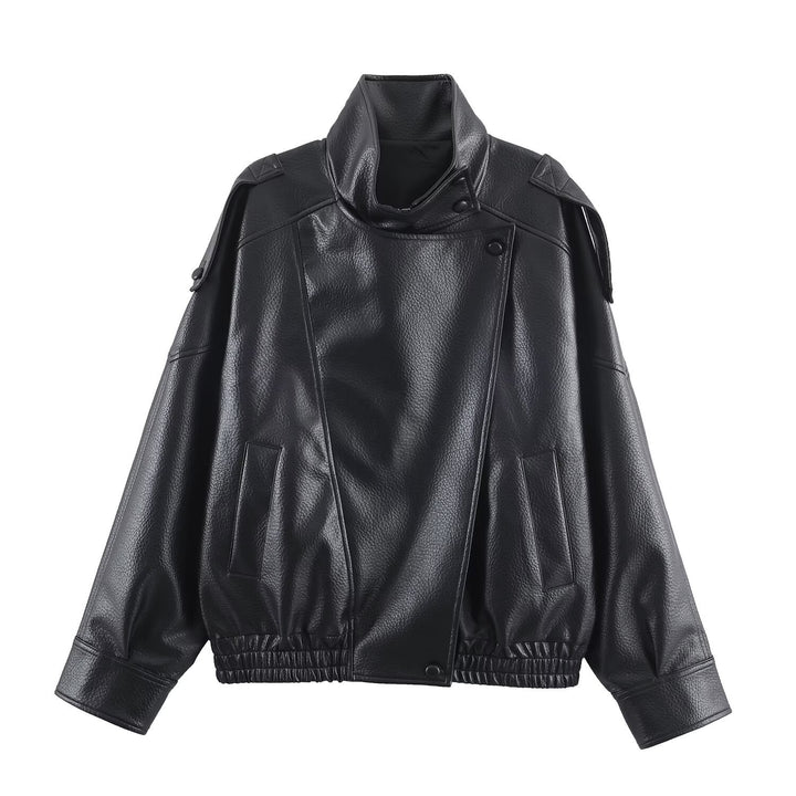 Kvinders fashionable faux læderjakke med elegant revers Stilla