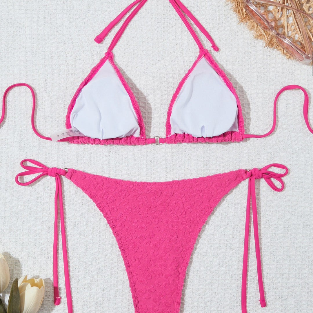 Dame Triangle Textureret Bikini Sæt Stilla