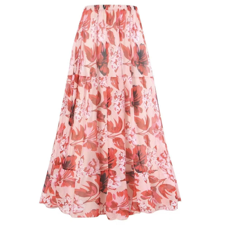 Damebadedragt med blomstermotiv og matchende nederdel Skovae
