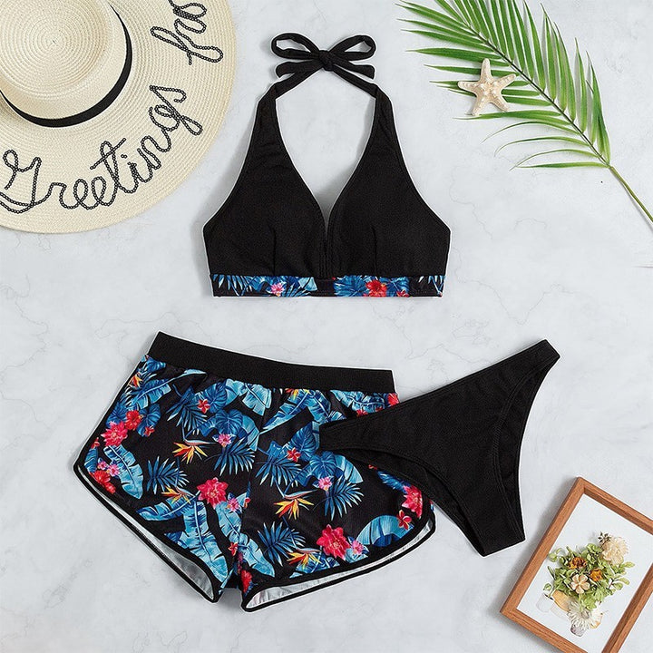 Dame bikini-sæt med dyb v-hals og sporty high-waist trusse Stilla