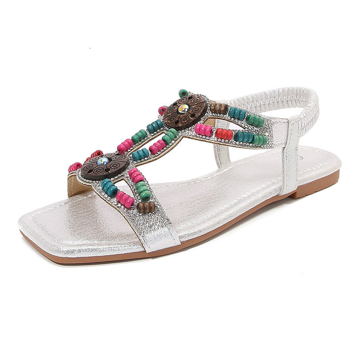 Dame sandaler med farverige perler og glimmerdetaljer Stilla
