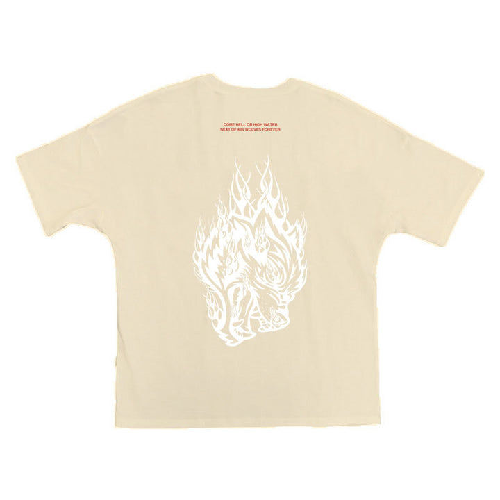 Herrer Grafik T-shirt med iøjnefaldende ulvedesign og løs pasform Stilla