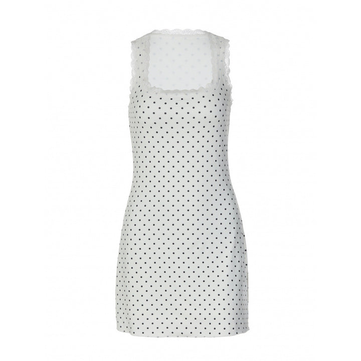 Damen Gepunktetes Minikleid mit transparenten Spitzenakzenten Skovae