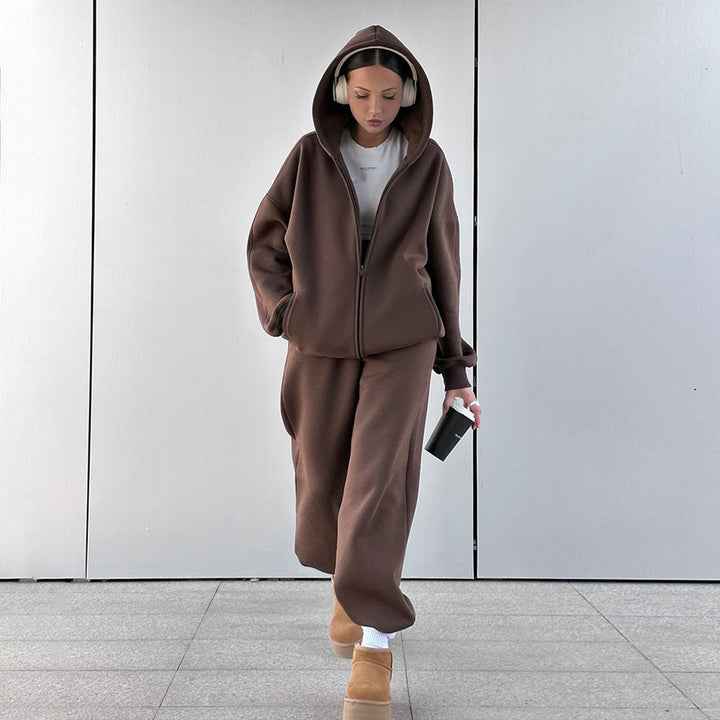 Kvindernes sporty hoodie og joggingbukser sæt Stilla