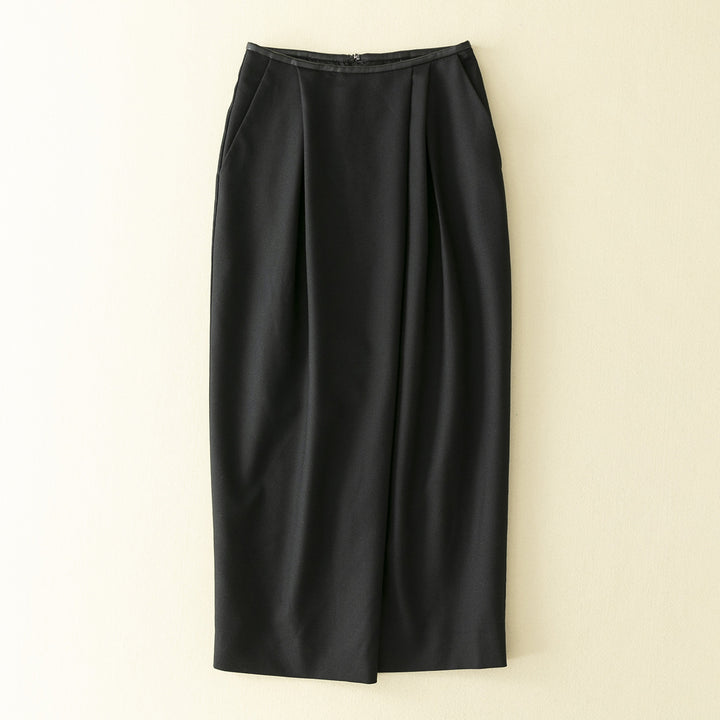 Dame elegant Midi-nederdel med struktureret plissering og sidelommer Stilla