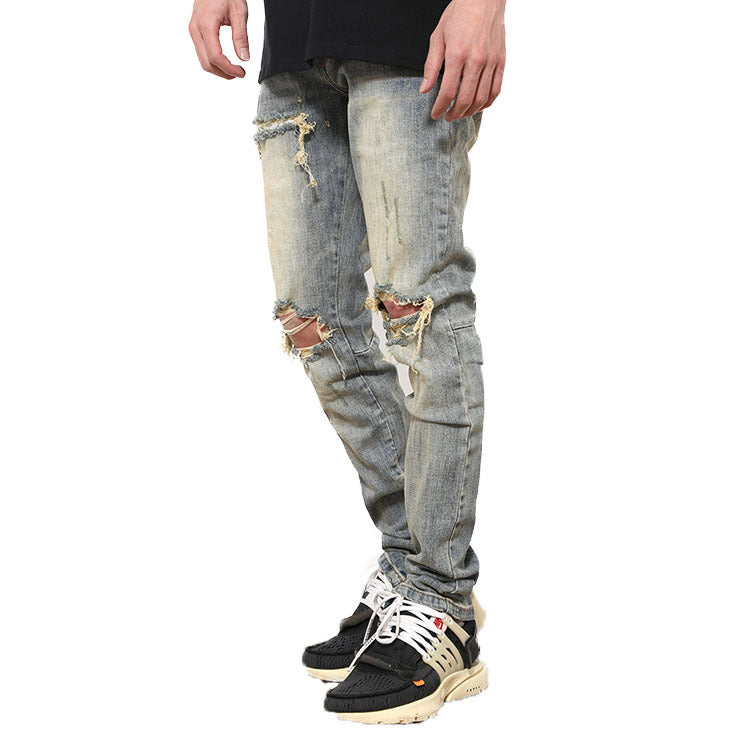 Herre Destroyed Jeans i moderne Slim-Fit med unikke revnedetaljer Stilla