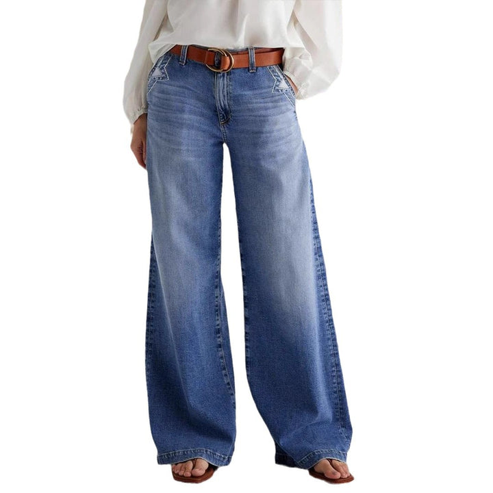 Dame Løst skåret jeans med høj talje og elegante folder Stilla