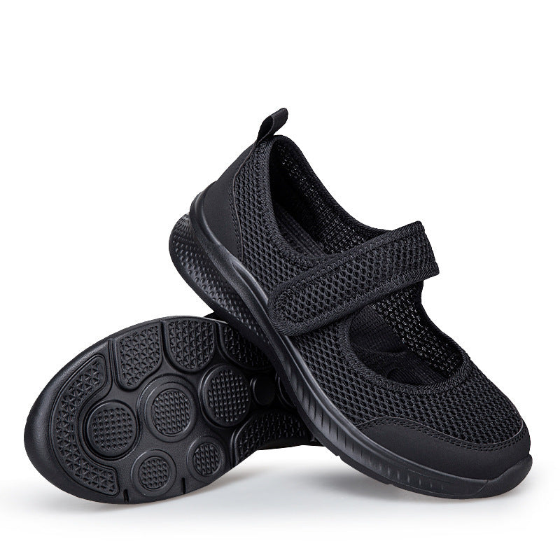 Dame nan Velcro-Sko med Ballerina-stil med åndbart mesh-overside og fleksibel let sål Skovae