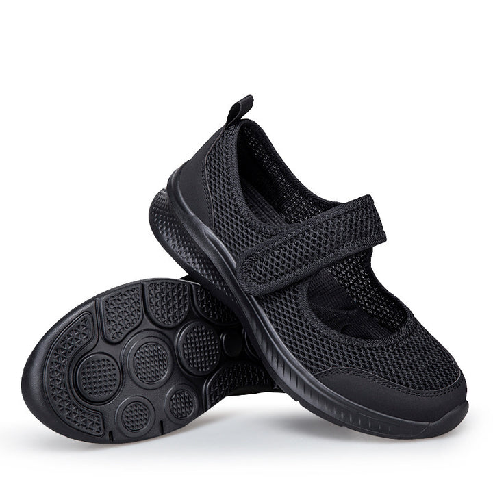 Dame nan Velcro-Sko med Ballerina-stil med åndbart mesh-overside og fleksibel let sål Skovae