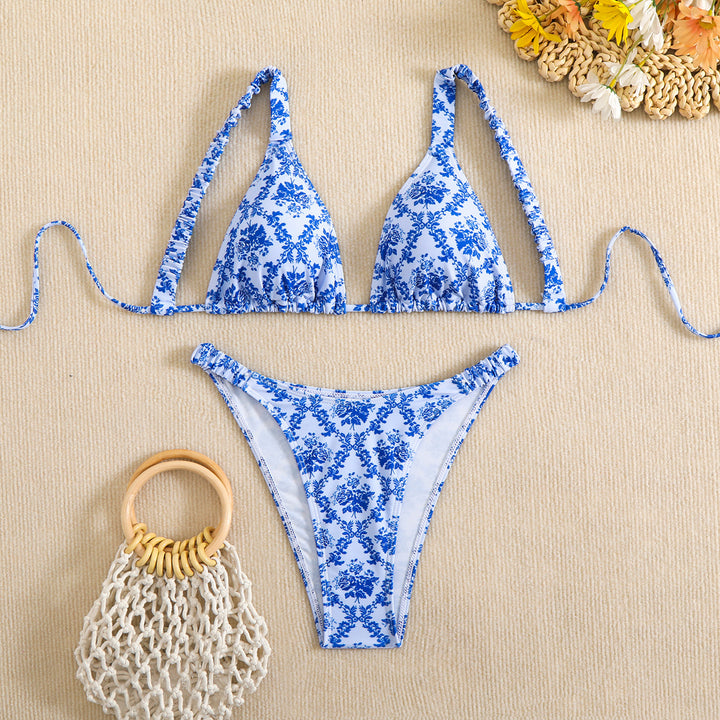 Dame bikini-sæt med blomstret design og justerbare stropper Skovae