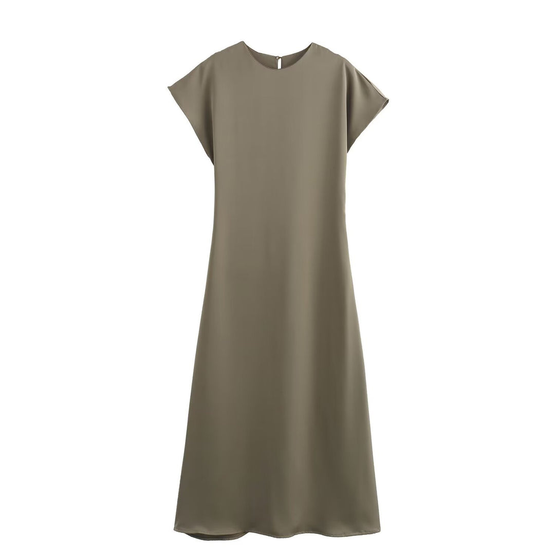 Dame elegant maxi kjole med flydende snit og moderne V-hals Skovae