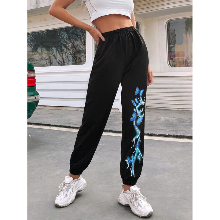 Kvinders casual joggers med farverigt sommerfugle- og lyn-design Stilla
