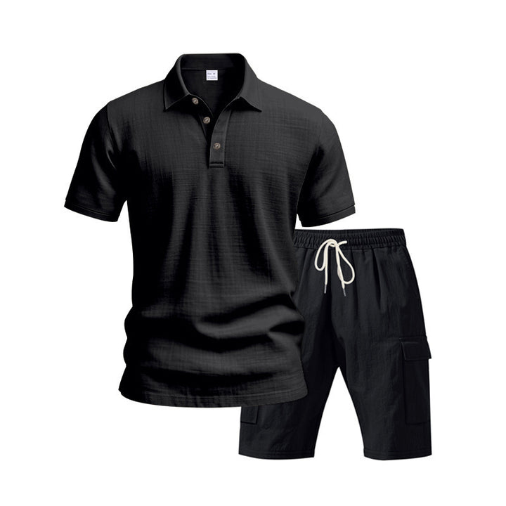 Herrer stilfuld polo skjorte med komfortable cargo shorts Stilla