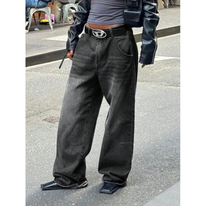 Dame High-Waist Baggy Jeans med unik vaskeproces Skovae