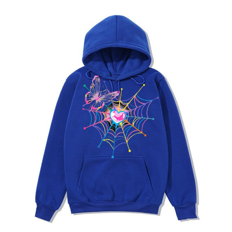 Kvinders hætte sweatshirt med kunstnerisk sommerfugl edderkoppespind motiv Skovae