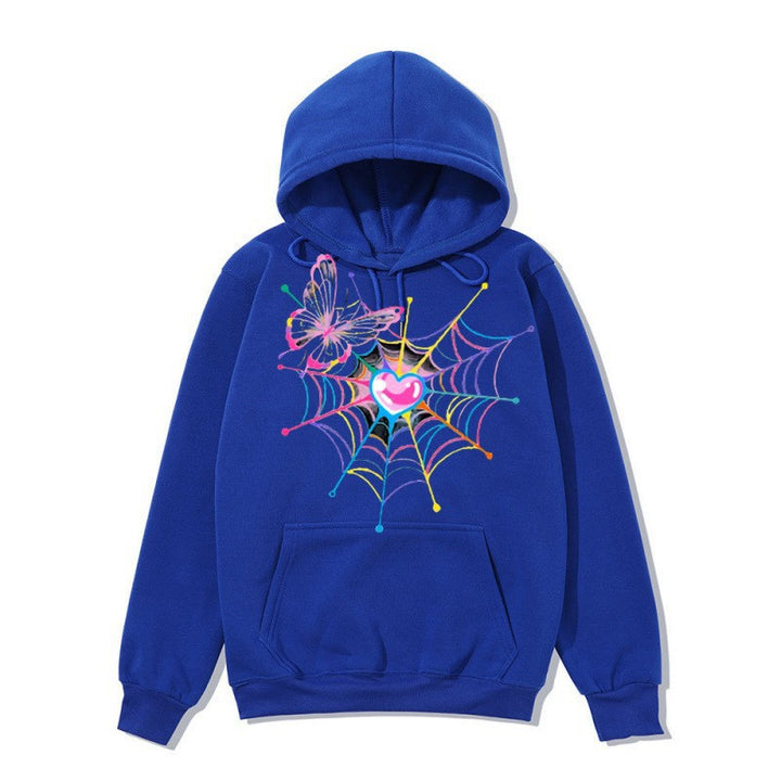 Kvinders hætte sweatshirt med kunstnerisk sommerfugl edderkoppespind motiv Skovae