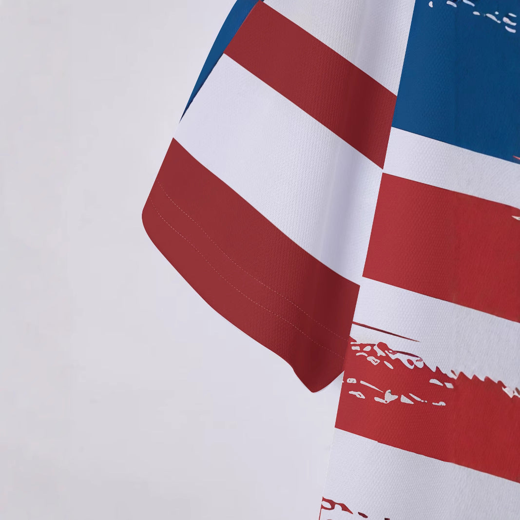 Herrer poloshirt med kreativt flagmotiv og åndbare egenskaber Stilla