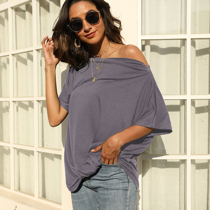 Dame Off-Shoulder T-shirt med løs pasform og trendy knotted detalje Stilla