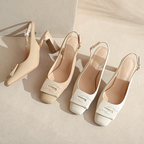Dame stilfulde spidsede slingback pumps med dekorativ accent Stilla