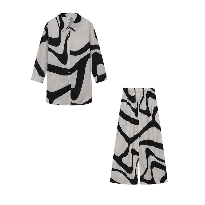 Femme Relaxed Fit Pyjama-Sæt med abstrakt mønster Stilla