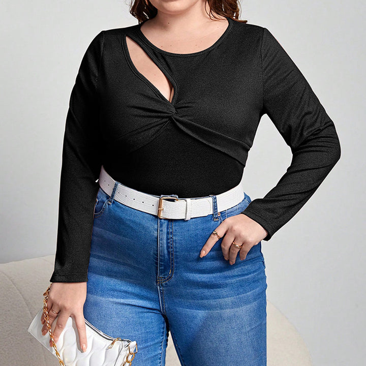 Dame stilfuld langærmet skjorte med elegant knudedesign og moderigtigt cut-out Stilla