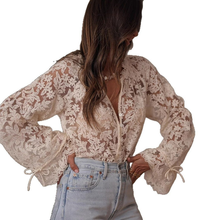 Femme Floral Lace Button-Up Bluse Stilla