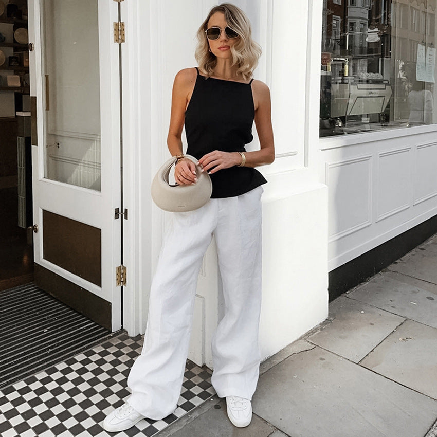 Dame asymmetrisk top med smalle stropper og elegant snit Stilla