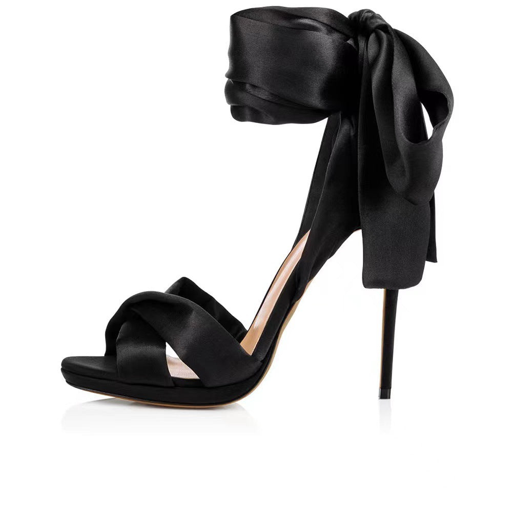 Femme Elegante Satinbånd Stiletto Sandaler Stilla