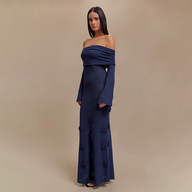 Kvinder Elegant Off-Shoulder Blomsterkjole Maxi Stilla