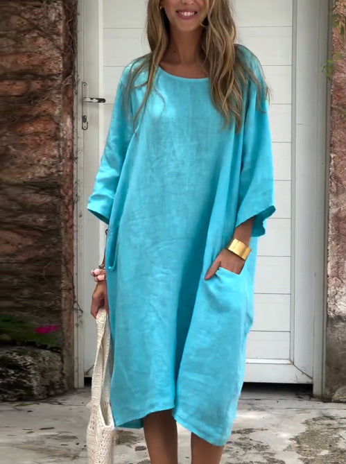 Dame luftigt Kaftan-kjole med praktiske lommer Stilla