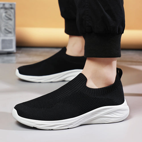 Unisex nan elastisk strik-sneakersko med ergonomisk dæmpningssål og hælsløjfe Skovae