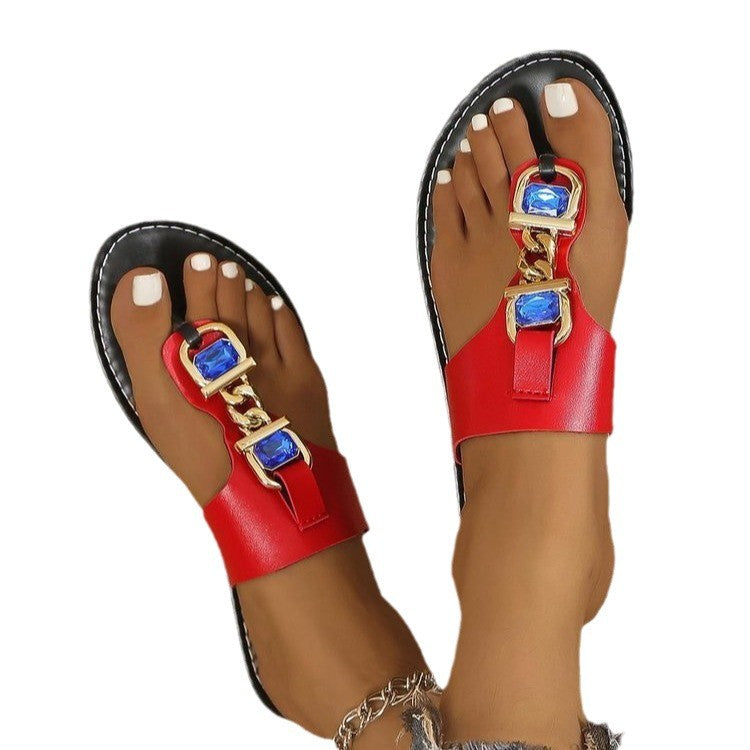 Dame sommerlige tongsandaler med glitrende detaljer og komfortabel sål Stilla