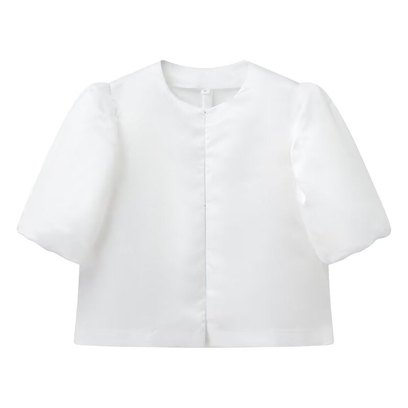 Dame elegant jakke med pufærmer og kort snit Stilla